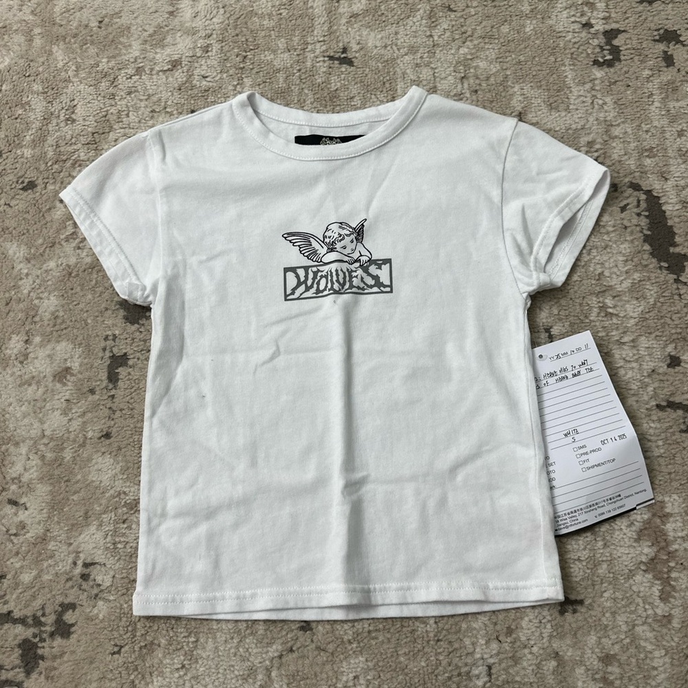 Darc Sport Wolves White Baby Tee Size Small NWT